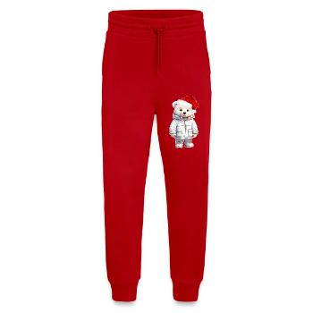 Noël de l’ours - Pantalon de jogging bio décontracté fabriqué en UE - rouge - Devant