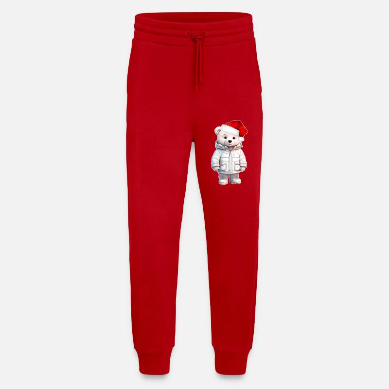 Noël de l’ours - Pantalon de jogging bio décontracté fabriqué en UE - rouge