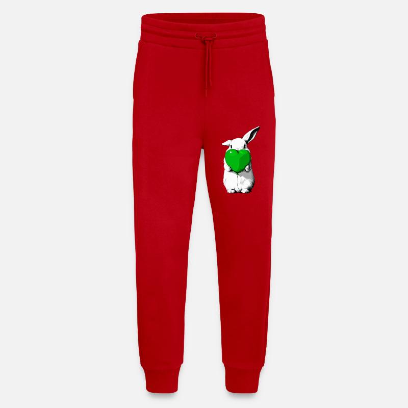 Bunny with green heart balloon - Jogging Pants - made by SPREAD  - red
