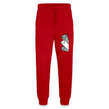 3 Alpacas Llamas Looking Curious Animal Heads Joy - Jogging Pants - made by SPREAD  - red - Front