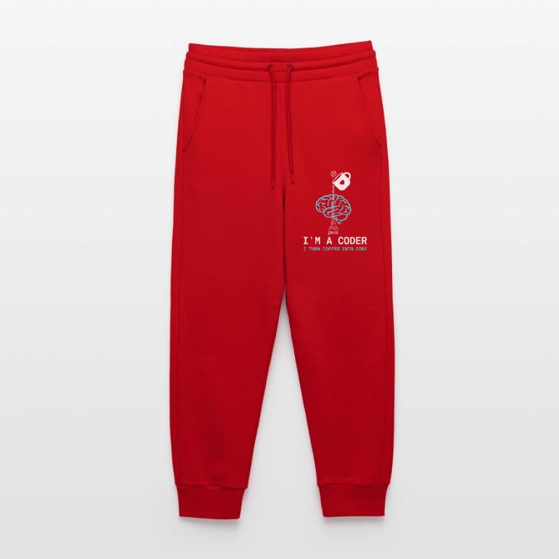 T-shirt Coder : Du café dans le code – Nerdy Programmie Pantalon de jogging bio décontracté fabriqué en UE