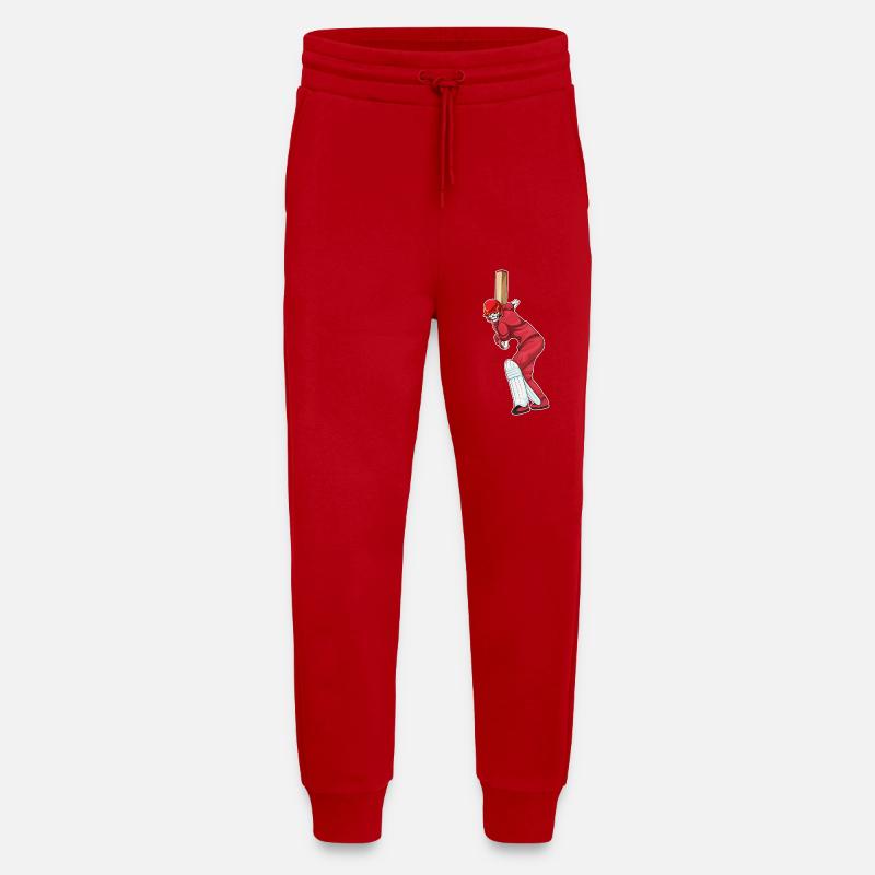 Skeleton Cricket Cricket Bats - Pantalon de jogging bio décontracté fabriqué en UE - rouge
