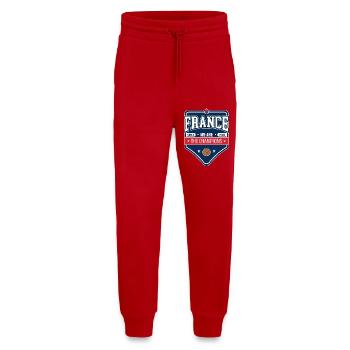 Champions de France de football | Nouveau style d’emblème - Pantalon de jogging bio décontracté fabriqué en UE - rouge - Devant