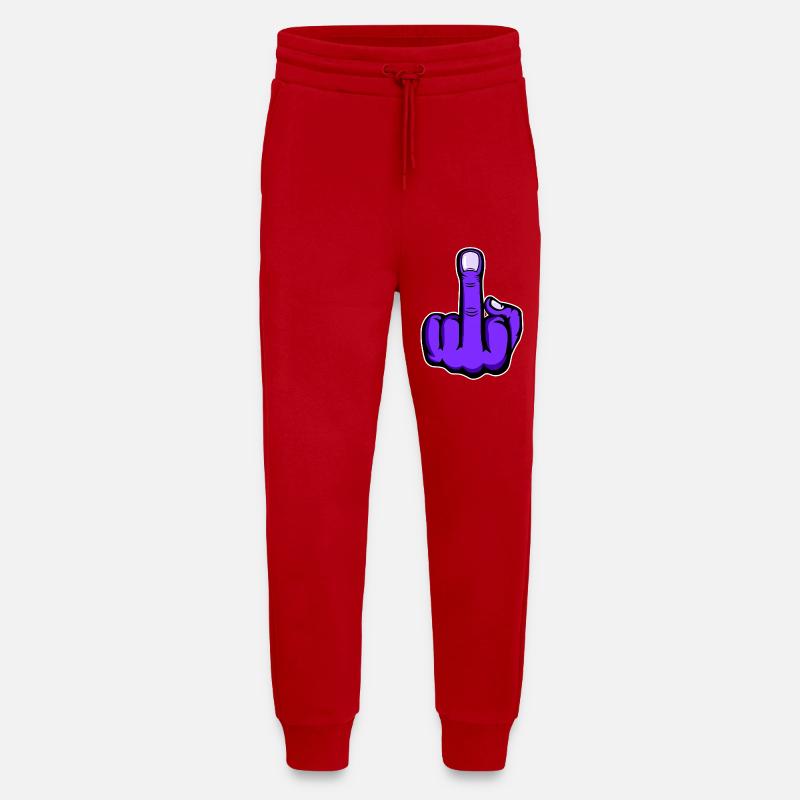 Mittelfinger_Lila - Jogging Pants - made by SPREAD  - red
