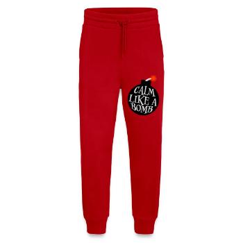 Calme comme une bombe Paradoxe Ironie Humour Blague explosive - Pantalon de jogging bio décontracté fabriqué en UE - rouge - Devant