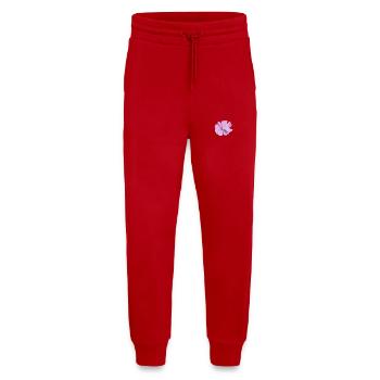 Lilas fleur aquarelle - Pantalon de jogging bio décontracté fabriqué en UE - rouge - Devant