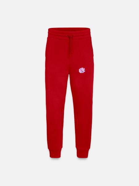 Lilas fleur aquarelle - Pantalon de jogging bio décontracté fabriqué en UE - rouge