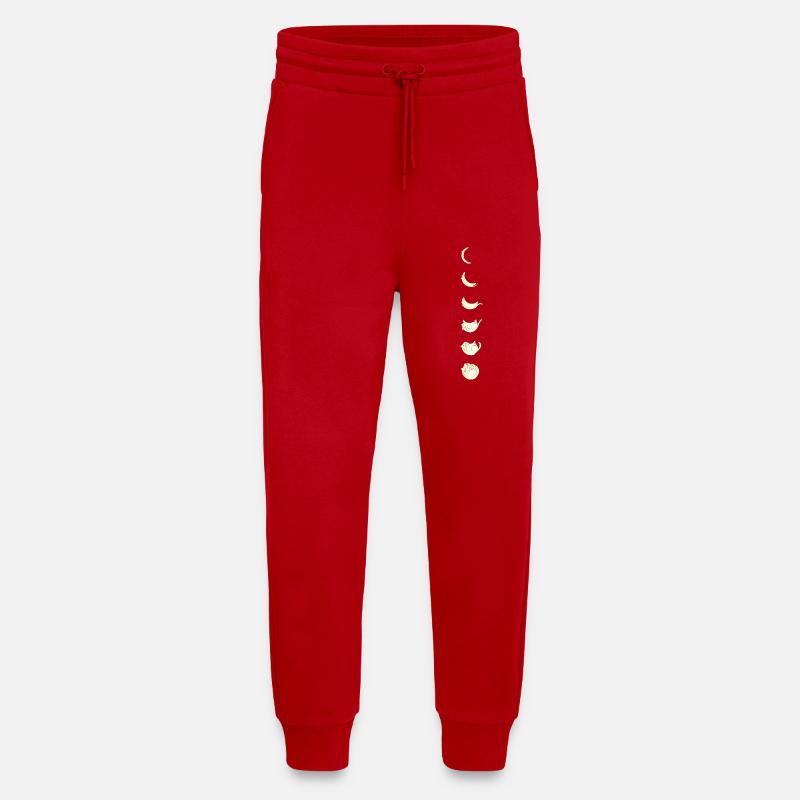 Chat de la lune - Pantalon de jogging bio décontracté fabriqué en UE - rouge