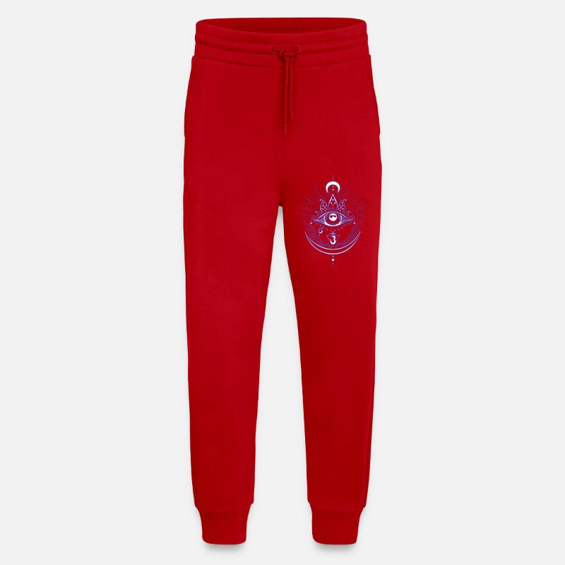 Troisième œil Chakra Symbole Troisième Œil - Pantalon de jogging bio décontracté fabriqué en UE - rouge
