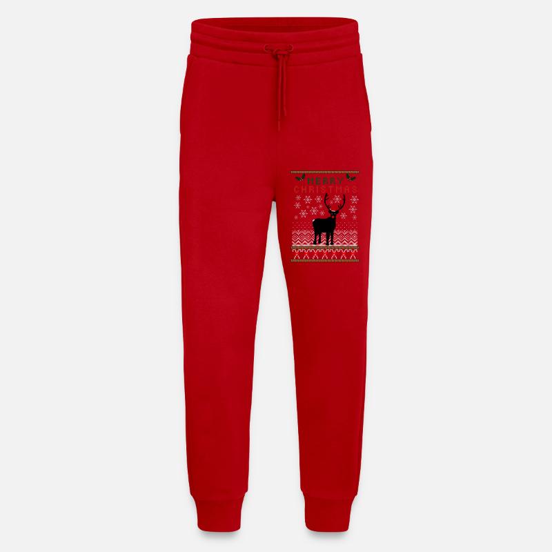 Christmas Knitting Pattern Reindeer - Jogging Pants - made by SPREAD  - red