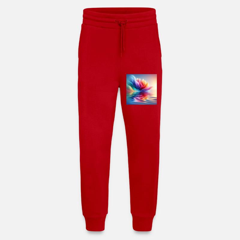 Abstrakte Blumenwellen 1 - Jogginghose - made by SPREAD - Rot