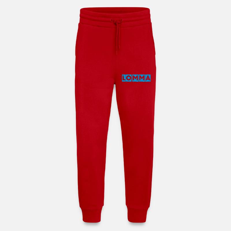 Lomma Blue Block Design - Jogging Pants - made by SPREAD  - red
