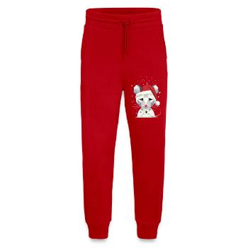 Snow Mouse in Geometric Christmas Design - Jogging Pants - made by SPREAD  - red - Front