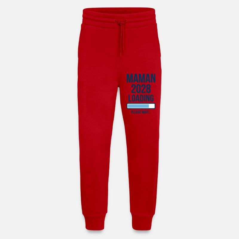 Annonce Grossesse Maman 2028 Loading - Pantalon de jogging bio décontracté fabriqué en UE - rouge