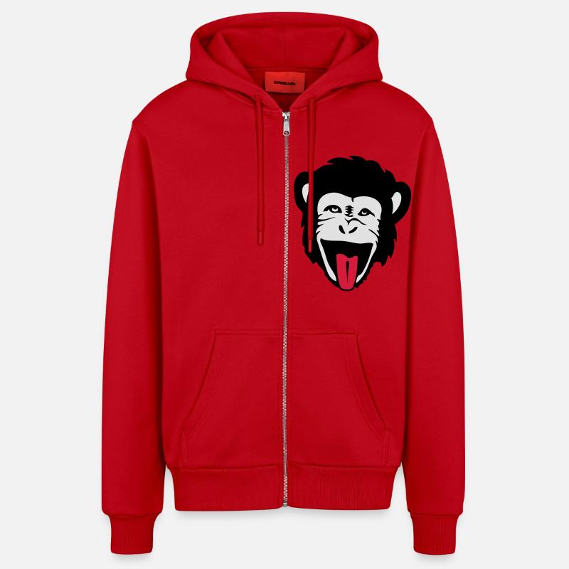 monkey gorilla monkey Header1 - Organic Relaxed Hooded Jacket Made in EU - red