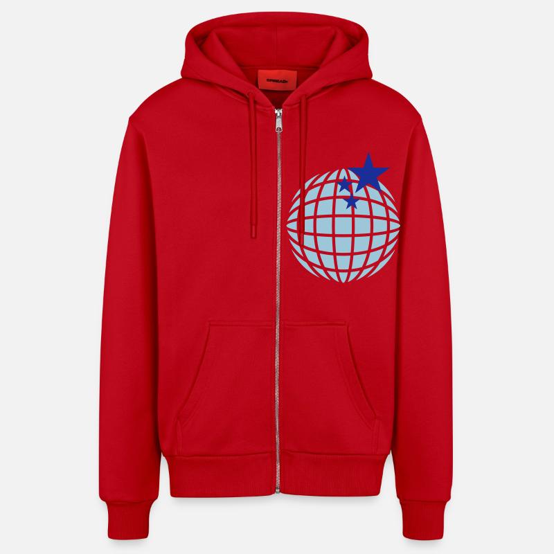 Boule disco / globe disco (2c) - Veste à capuche bio décontractée fabriquée en UE - rouge