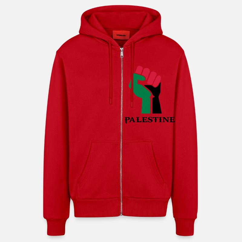 dessin palestinen symbole drapeau palestine - Veste à capuche bio décontractée fabriquée en UE - rouge