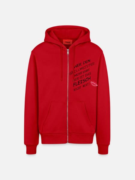 Fleisch nicht wert - Organic Relaxed Kapuzenjacke Made in EU - Rot