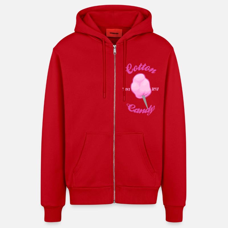 Cotton candy 2 - Veste à capuche bio décontractée fabriquée en UE - rouge
