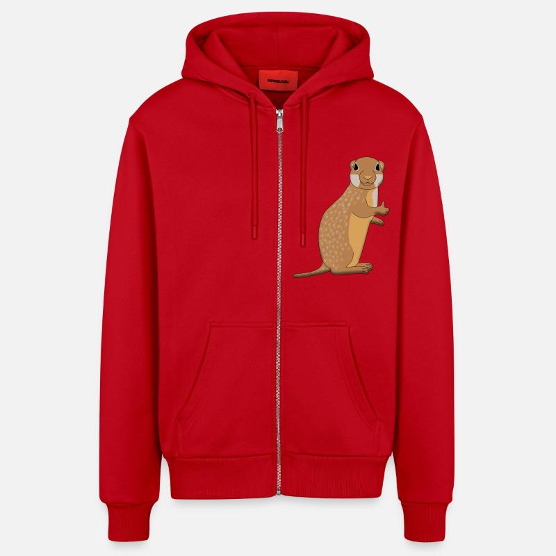 Ground squirrel tout clair - Veste à capuche bio décontractée fabriquée en UE - rouge