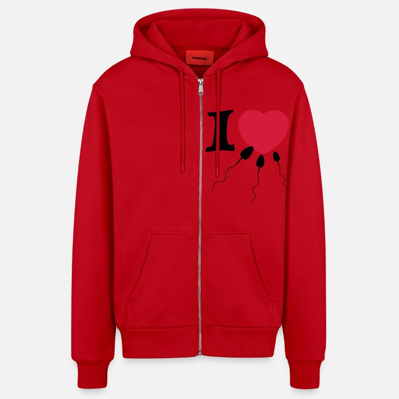 sperme - Veste à capuche bio décontractée fabriquée en UE - rouge