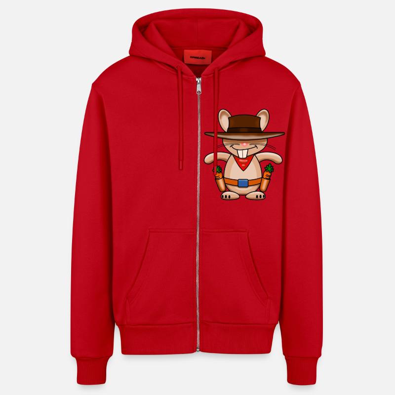 Django Bunny - Veste à capuche bio décontractée fabriquée en UE - rouge
