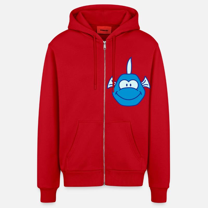 Funny Comic Fish - Organic Relaxed Kapuzenjacke Made in EU - Rot