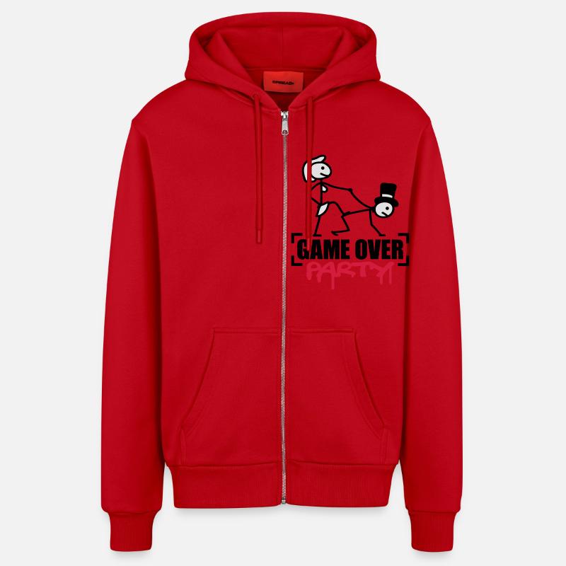 Game Over Party - Veste à capuche bio décontractée fabriquée en UE - rouge
