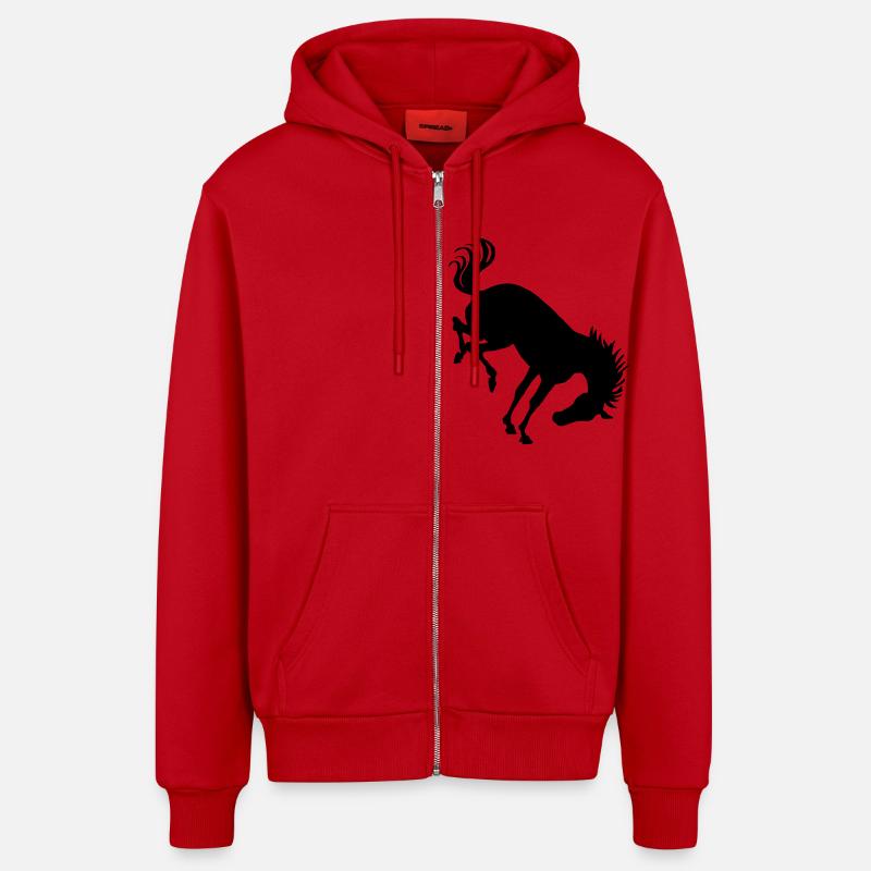 Cheval ruant - Veste à capuche bio décontractée fabriquée en UE - rouge