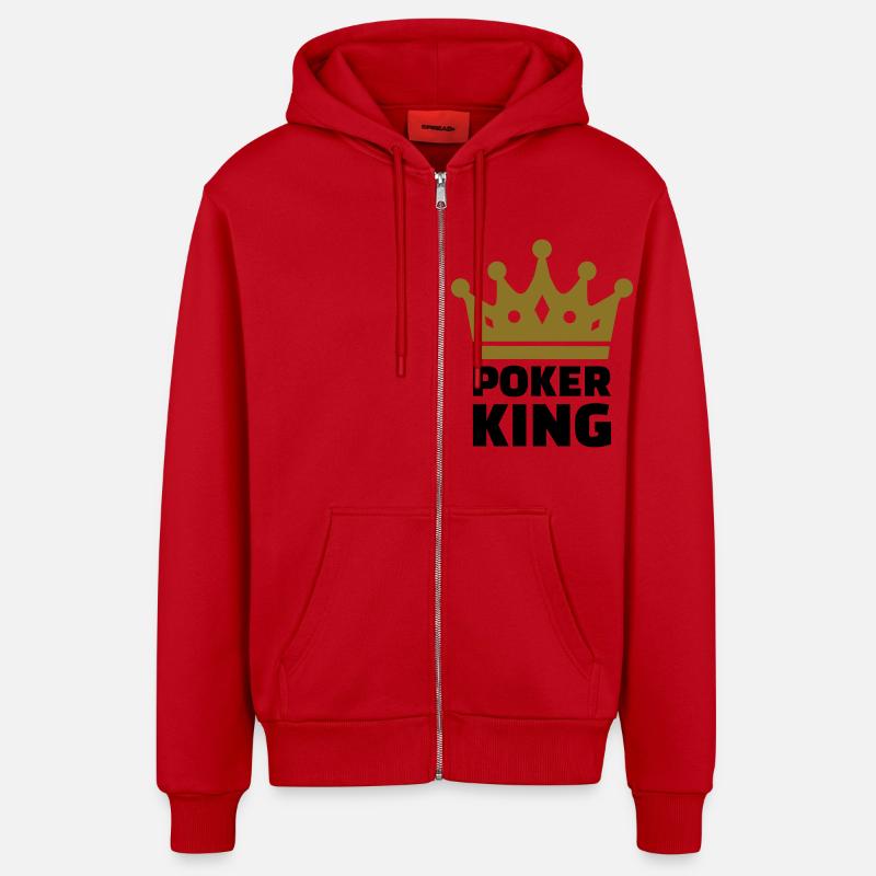 Poker king - Veste à capuche bio décontractée fabriquée en UE - rouge