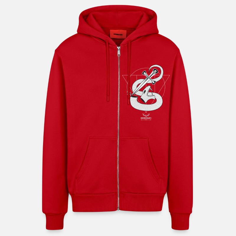 TÊTE DE SERPENT - Veste à capuche bio décontractée fabriquée en UE - rouge