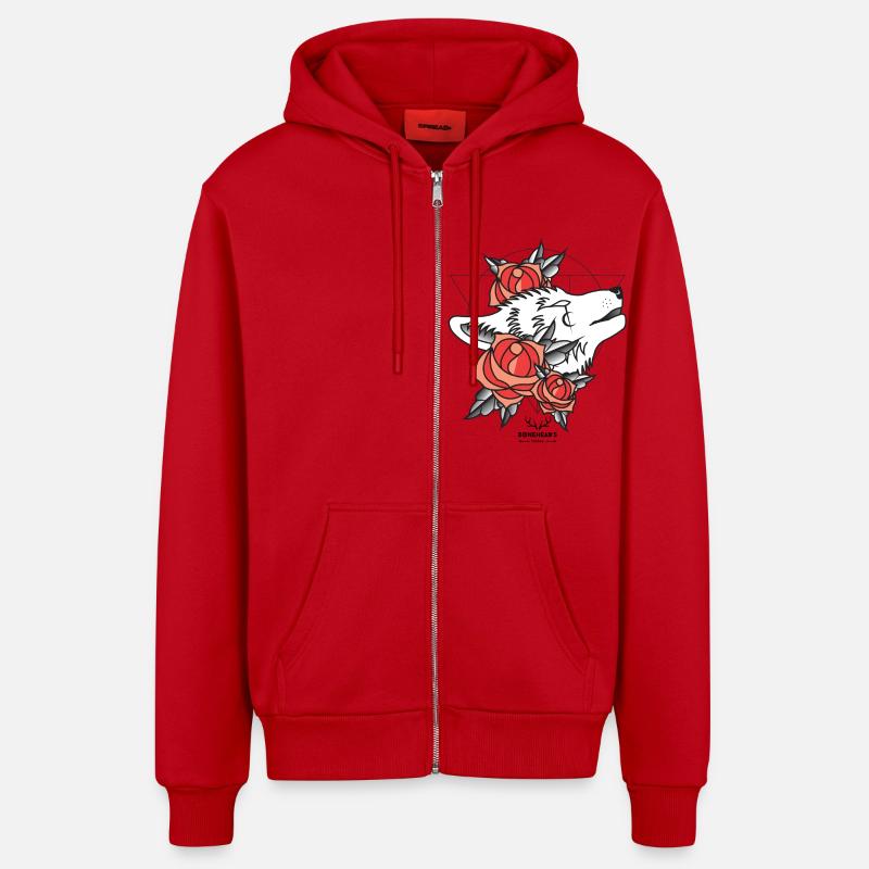 Wolfhead - Veste à capuche bio décontractée fabriquée en UE - rouge