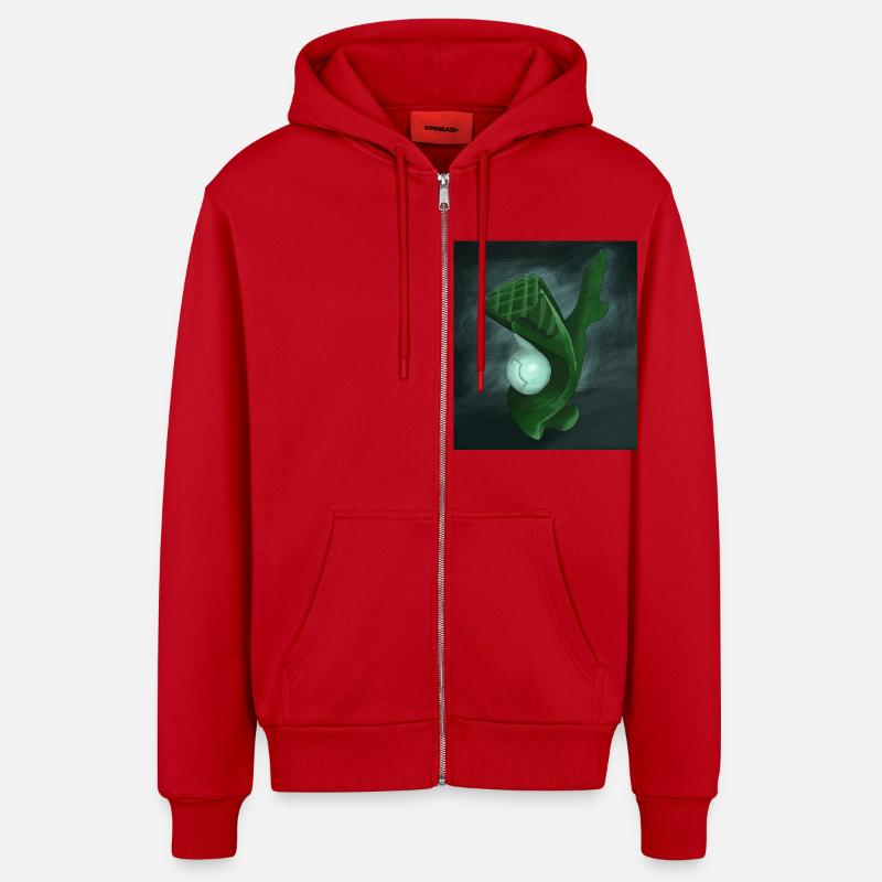 Sculpture abstraite - Veste à capuche bio décontractée fabriquée en UE - rouge