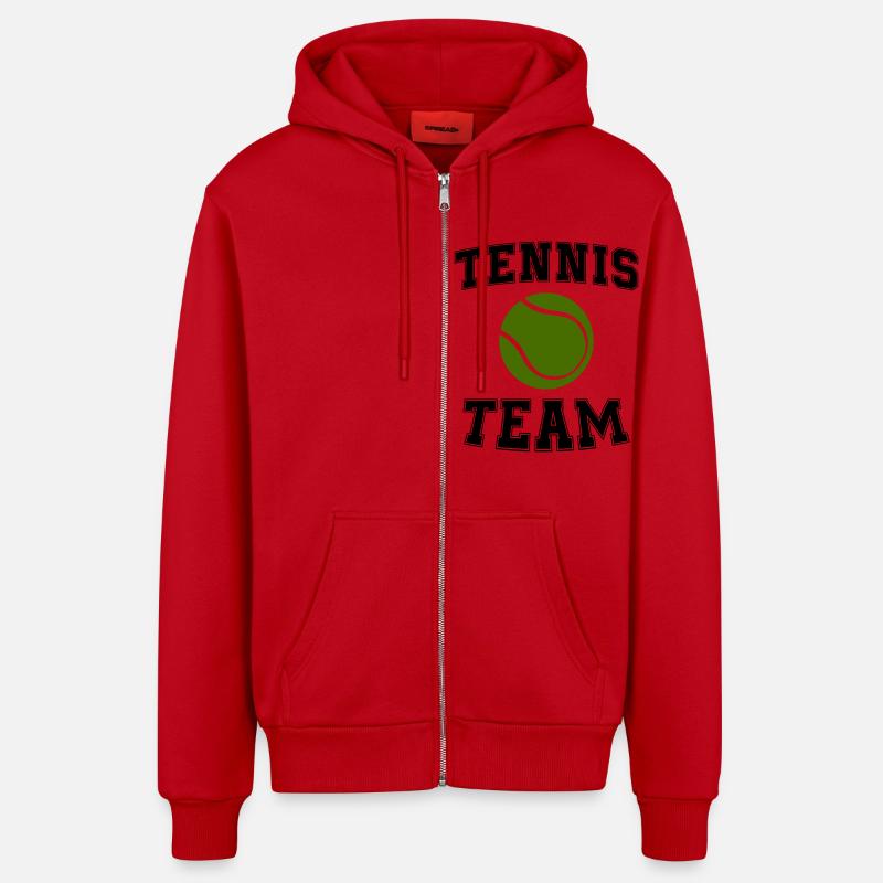 Équipe de tennis - Veste à capuche bio décontractée fabriquée en UE - rouge