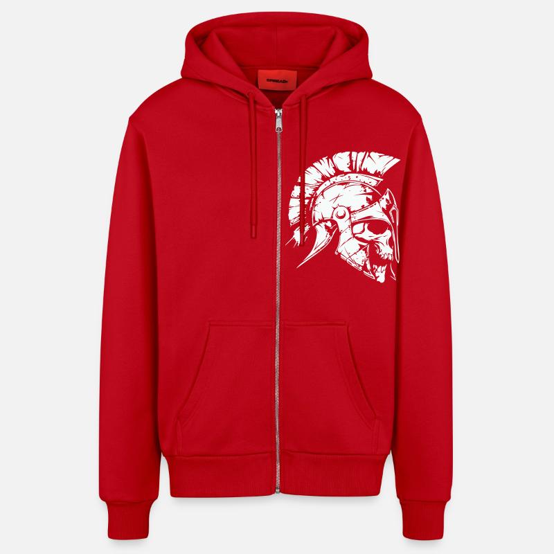 Crâne de Sparte 01 - Veste à capuche bio décontractée fabriquée en UE - rouge