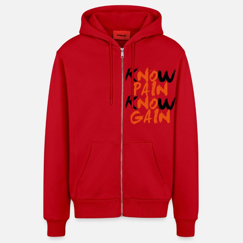 No Pain No Gain - Veste à capuche bio décontractée fabriquée en UE - rouge
