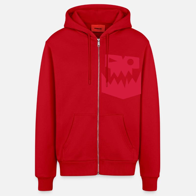 orc symbole face monstre - Veste à capuche bio décontractée fabriquée en UE - rouge
