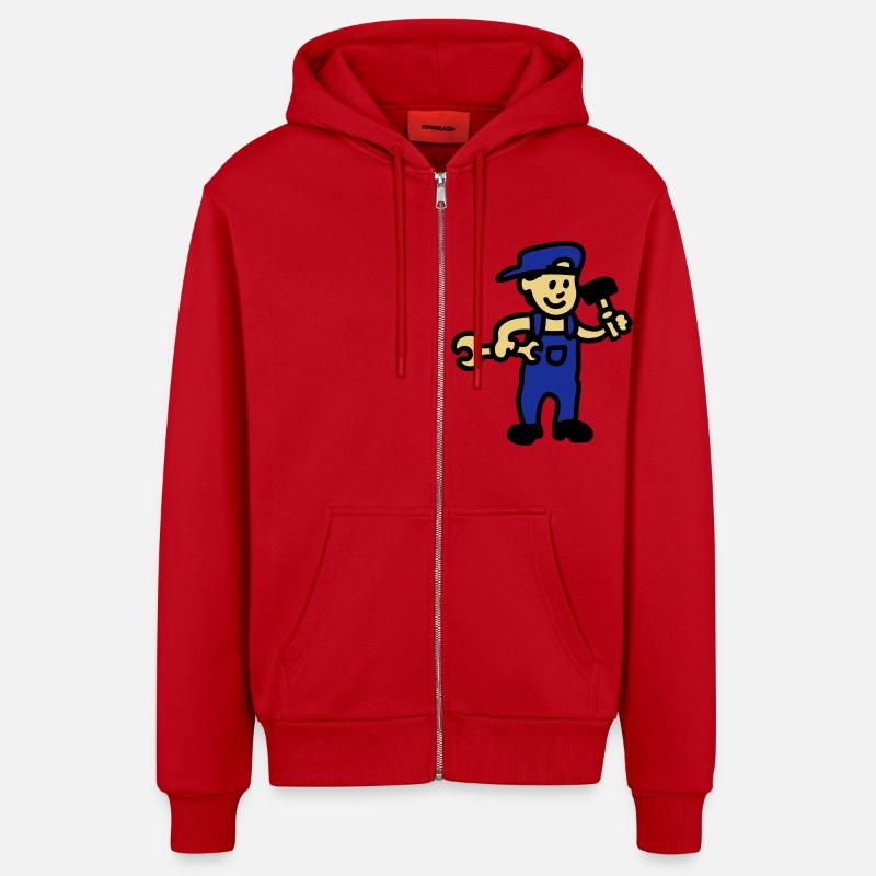 Craftsman 3 - Veste à capuche bio décontractée fabriquée en UE - rouge
