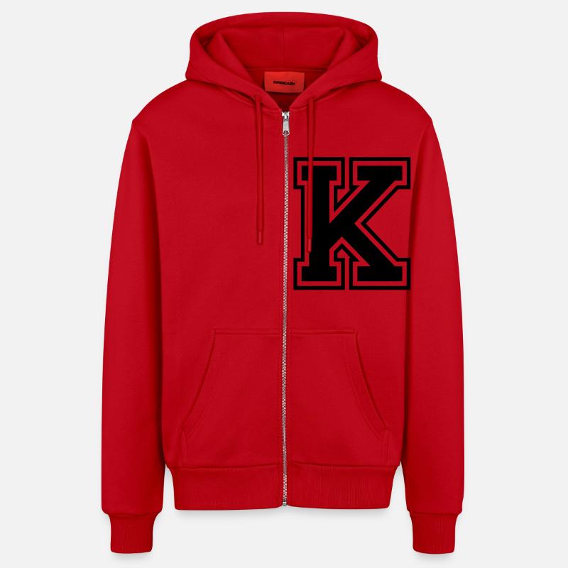 k - Veste à capuche bio décontractée fabriquée en UE - rouge