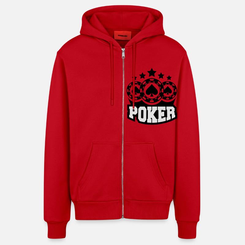 poker_player_c2 - Veste à capuche bio décontractée fabriquée en UE - rouge