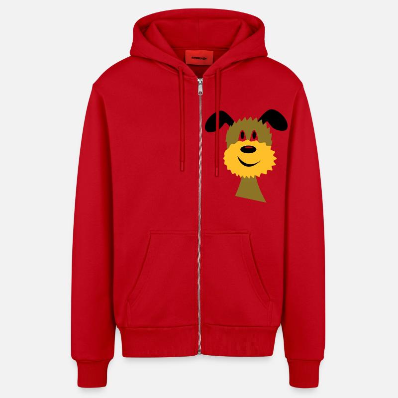 chien - Veste à capuche bio décontractée fabriquée en UE - rouge