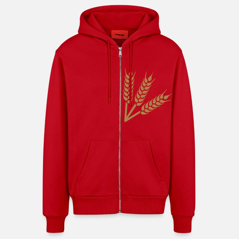 Weizen - Organic Relaxed Kapuzenjacke Made in EU - Rot