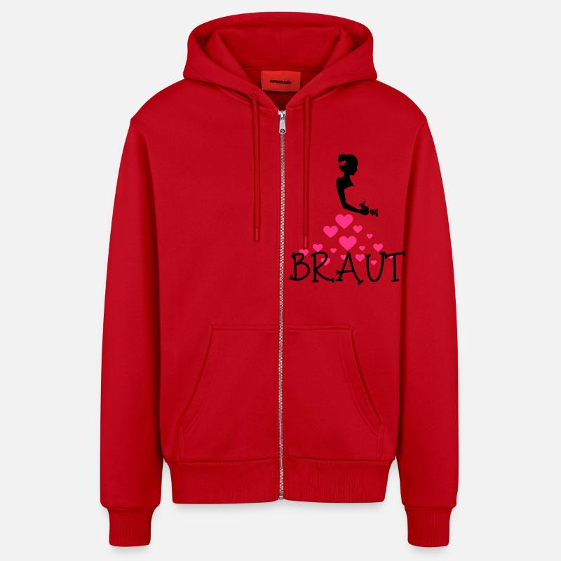 braut_4_3f - Veste à capuche bio décontractée fabriquée en UE - rouge