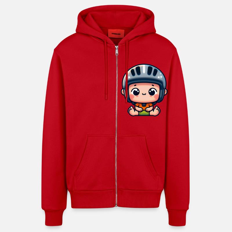 Bébé Casque - bebe avec casquette - Veste à capuche bio décontractée fabriquée en UE - rouge