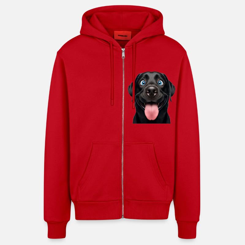 Happy Black Lab - Veste à capuche bio décontractée fabriquée en UE - rouge