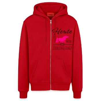 Heute ist mein Lieblingstag! - Organic Relaxed Kapuzenjacke Made in EU - Rot - Vorne