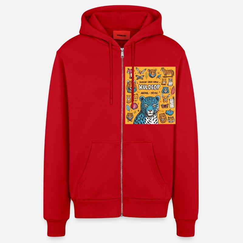 Kuldeop - Veste à capuche bio décontractée fabriquée en UE - rouge