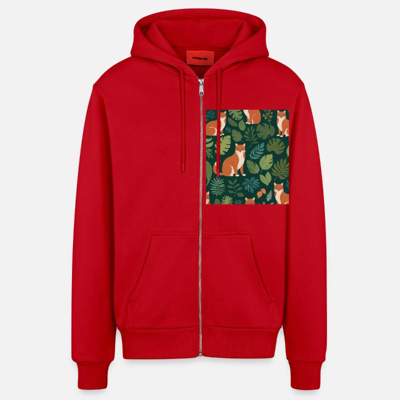 Ein Fuchs zwischen den Blättern - Organic Relaxed Kapuzenjacke Made in EU - Rot