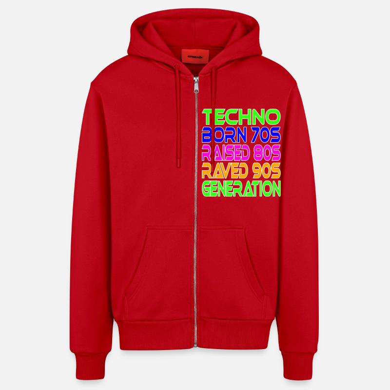 Génération Techno - Veste à capuche bio décontractée fabriquée en UE - rouge