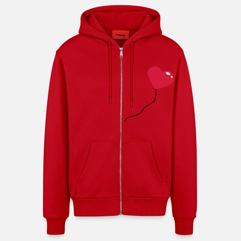 herzluftballon_3c - Veste à capuche bio décontractée fabriquée en UE - rouge